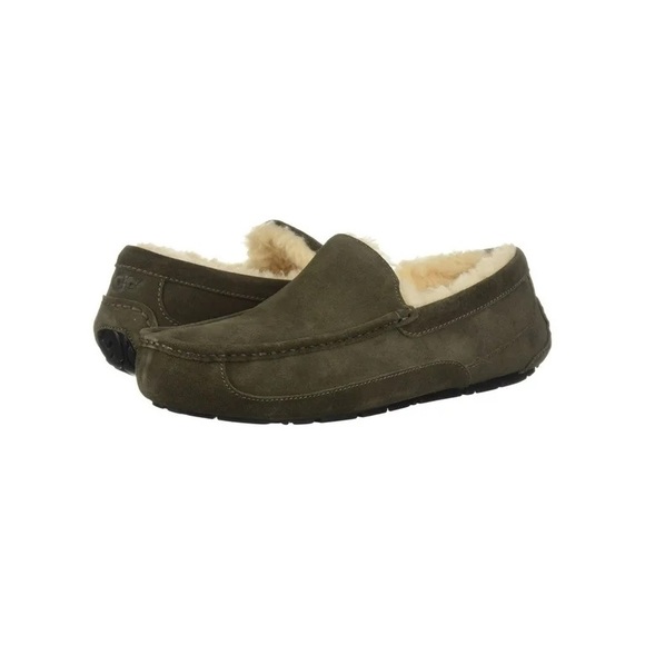 UGG Other - UGG ASCOT Mens 12 Forest Green Suede Shearling Lined Slippers 1101110 NWT